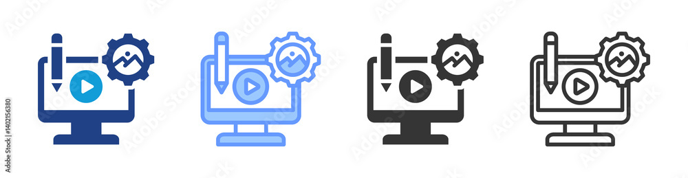 Poster Content Management icon set multiple style collection
