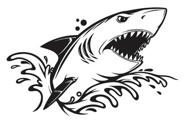 Great white shark vector illustration with ocean and wildlife elements