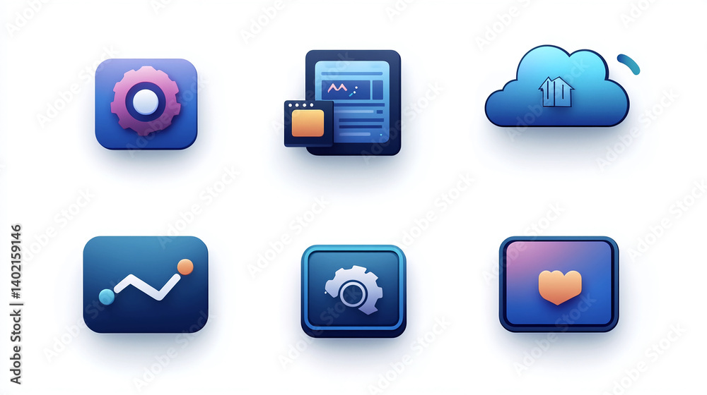Poster modern ui ux design icons set for app development and website interface design with trendy vector st
