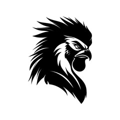 Intense Rooster Head Silhouette