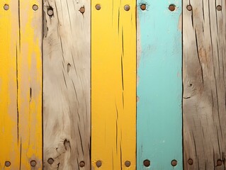 Fototapeta premium Colorful Wooden Plank Wall