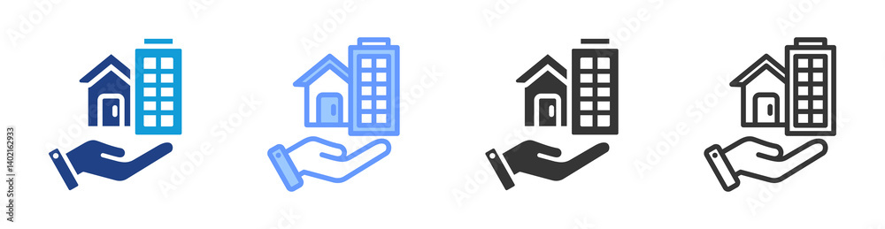 Poster Property Management icon set multiple style collection