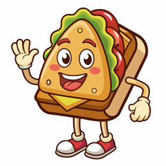 sandwich cartoon mascot character illustration legs face tasty funny adorable