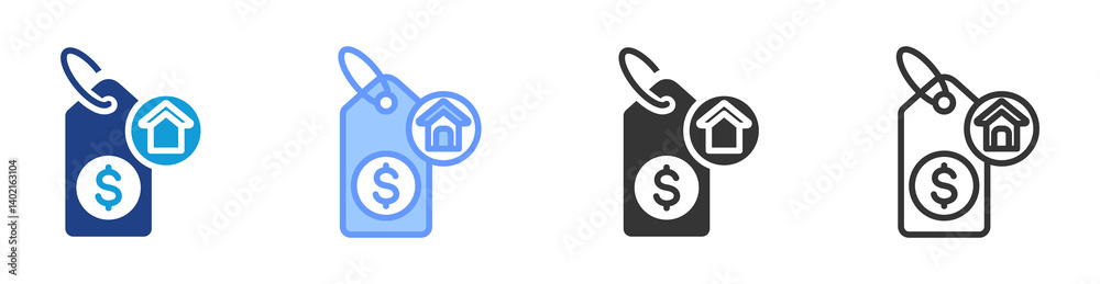 Aufkleber house pricing icon set multiple style collection