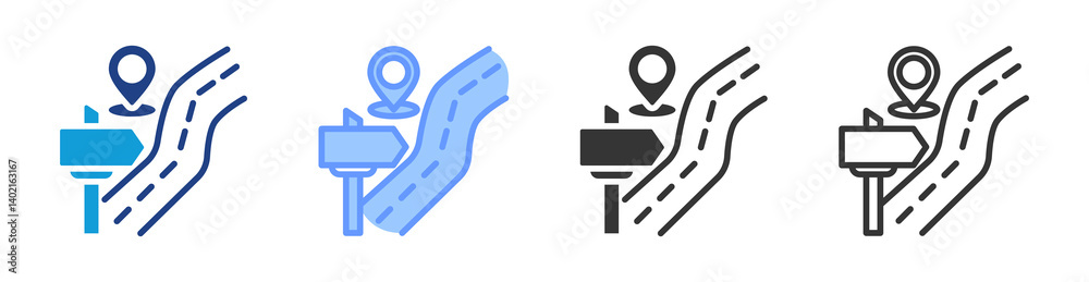 Poster street icon set multiple style collection