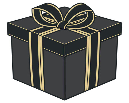 recommend clip art: Elegant Black Gift Box with Gold Ribbon and Bow