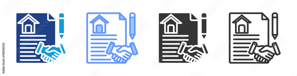 Poster Contract icon set multiple style collection