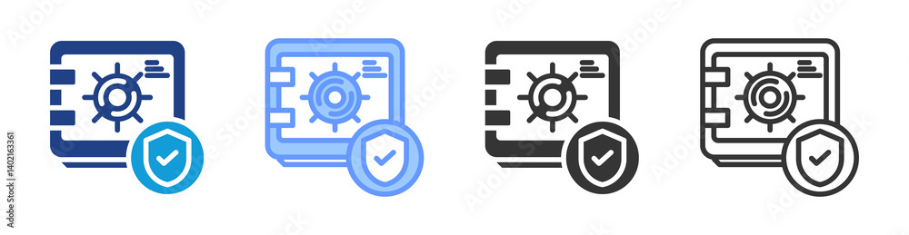 Poster Safe Deposit icon set multiple style collection