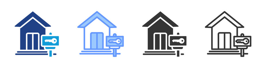 Property Rent icon set multiple style collection