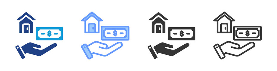 Property Payment icon set multiple style collection
