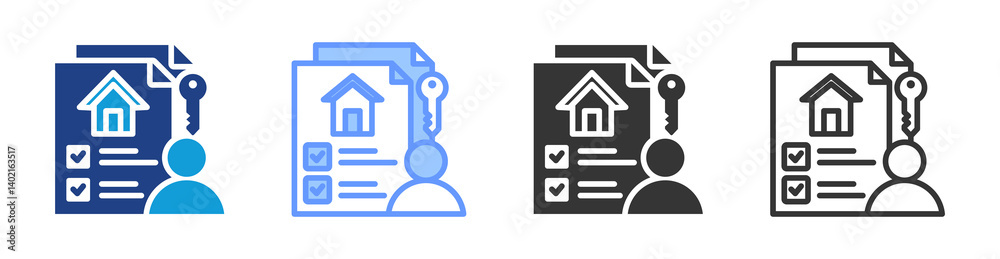 Poster tenant icon set multiple style collection