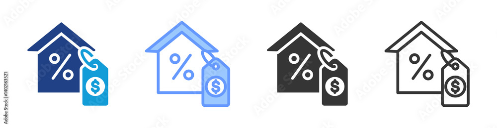 Poster property discount icon set multiple style collection