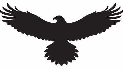 Obraz premium Majestic eagle in full flight, a powerful black silhouette against a stark white background.