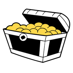 Treasure chest vector with gold
