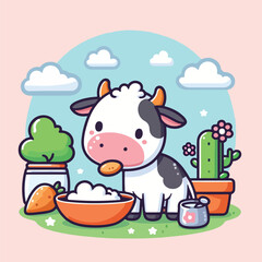 cute cow image vector