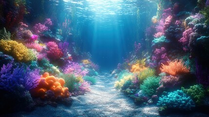 Naklejka premium Vibrant coral reef underwater scene