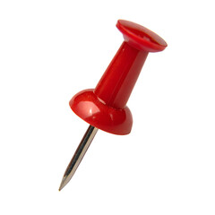 Red push pin isolated on transparent background