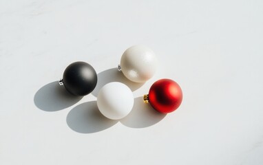 Red White Black Christmas Ornaments on White