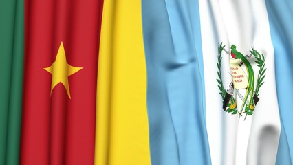 Flags of CAMEROON and  GUATEMALA with realistic cloth texture