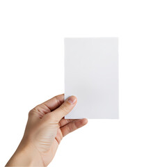 Blank Note Card in Hand on Transparent  background