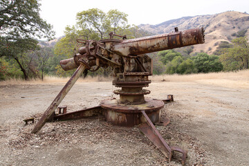 Rusty Antique Cannon at Fort Abandoned Military Site