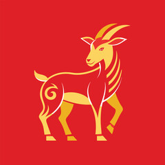 Chinese Zodiac Animal New Year Goat vector illustration