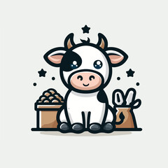 cute cow image vector