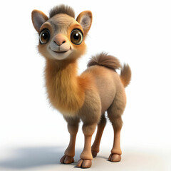 Obraz premium create a cute 3d little camel on white background