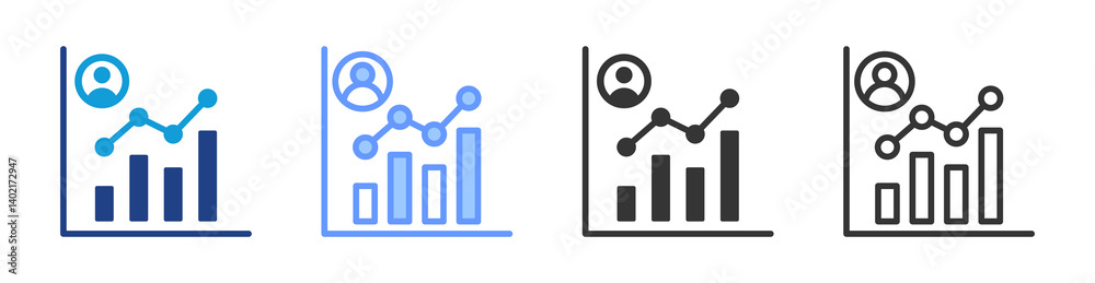 Aufkleber Performance Metrics icon set multiple style collection