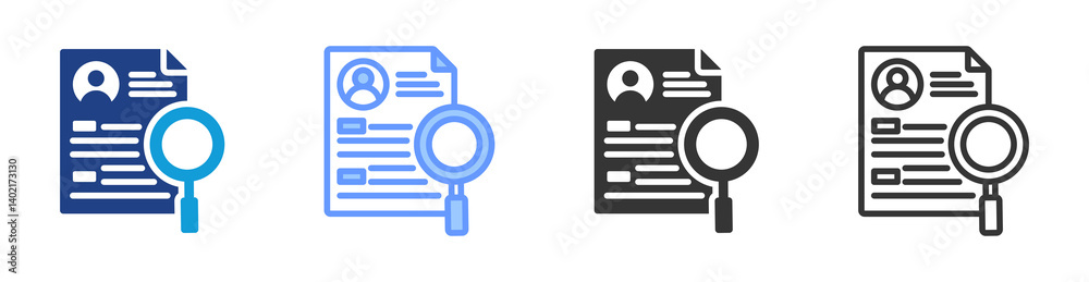 Poster Cv Review icon set multiple style collection