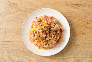 fried rice with bacon ham and black peppers