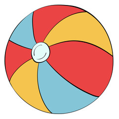 line and colorful beach ball style line and color cute doodle illustration