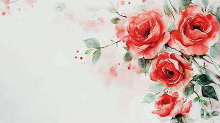 Fototapeta premium Elegant wedding invitation card background . Minimal hand painted watercolor botanical flowers texture template background. Design for wedding, vip cover, poster, rsvp moderncard.Valentine's Day