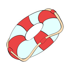lifebuoy style line and color cute doodle illustration