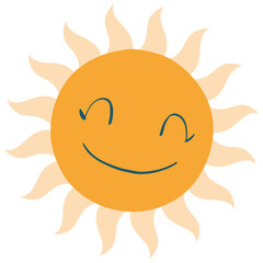 smiling sun style color cute doodle illustration