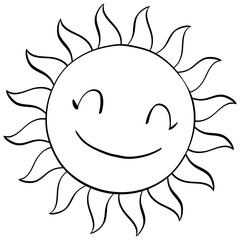 smiling sun style line cute doodle illustration