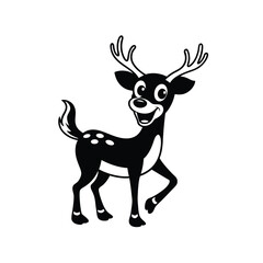 funny reindeer walking silhouette vector isolated on white background