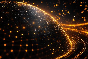 Obraz premium Golden Trails of Cosmic Dust An Abstract Dance of Light in the Void