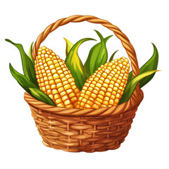 Obraz premium Sweet Corn in a Rustic Basket Fresh Harvest Delight