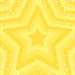 同心状の星とキラキラのパターン背景、ポップなデザイン、装飾的な放射型図形、正方形サイズ