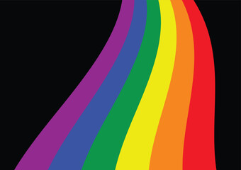 Waving a rainbow flag on a black background, Pride month concept.