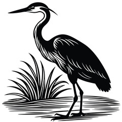 Obraz premium heron standing in water silhouette