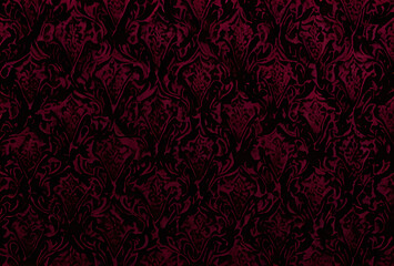 Black dark deep red burgundy cherry maroon crimson abstract background.Silk satin velvet fabric.Elegant luxury rich.Curtain drapery fold line wave flow.Romance Valentine Birthday.quality,generative ai