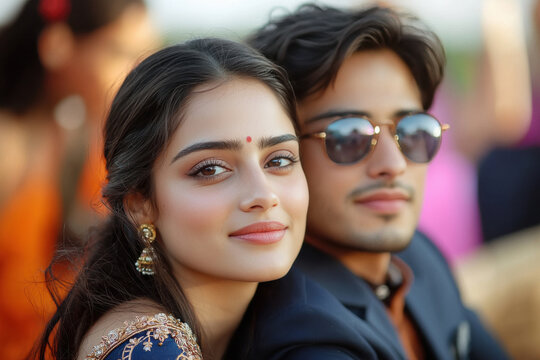 young indian couple sitting together