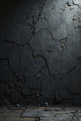 Obraz premium Abstract black wall. Blurred, deteriorated, cracked, rough, grungy background material. Graphic material.