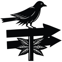 Naklejka premium bird on a signpost silhouette