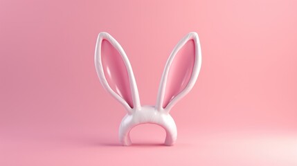 White Bunny Ears Against Pink Background