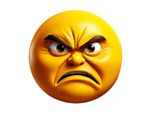 Angry Emoji Face on transparent background and white background