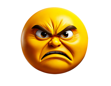 Angry Emoji Face on transparent background and white background