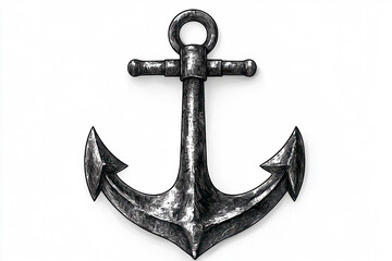 Detailed anchor drawing illustration on white background